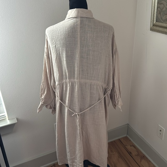 Veux Etre cotton gauze blend natural buttoned down shirt dress Sz S - Picture 5 of 9